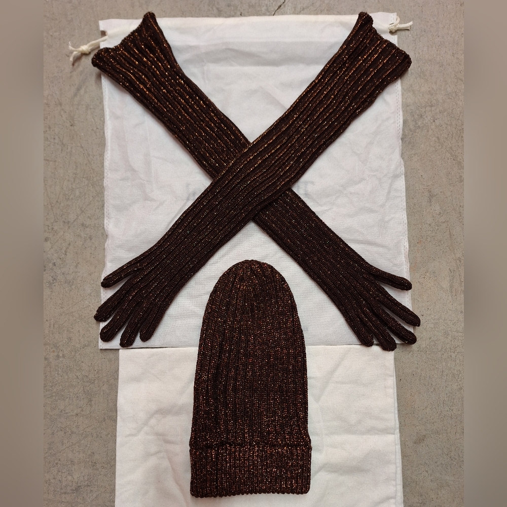 PRADA | Gold Metallic Knit Beanie